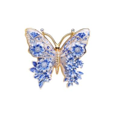 Imagem de Broche de lapela de flor de borboleta vintage colorido broche de lapela elegante strass inseto broche para vestidos de terno acessório casamento aniversário moda joias, Medium, Metal, Sem Pedra