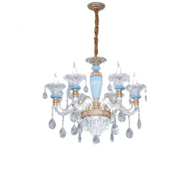 Imagem de Luminária pendente de cristal de luxo europeia - Design com braço, elegância luminosa | Iluminação principal e decoração aconchegante para sala de estar e sala de jantar (8 lâmpadas)