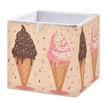 Imagem de SEHANY Cesto de armazenamento dobrável para sorvete, organizador de tecido grande, dobrável, para roupas, brinquedos, livros, armário, berçário, 28 x 28 x 28 cm