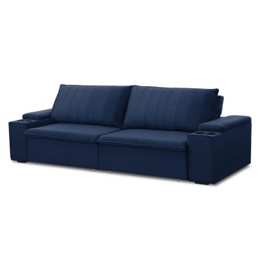 Imagem de Sofá Retrátil E Reclinável 4 Lugares 245cm Com Porta Copos Ballarat Azul