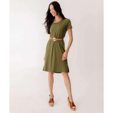 Imagem de Vestido Feminino Básico Manga Curta Marisa-21010, Verde, G
