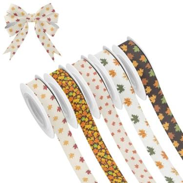 Imagem de SEHANY 5 rolos de fita de Natal 0,59 polegadas 5 jardas folhas verdes fitas de tecido festival fitas de cetim fitas decorativas de Natal para embrulho de presente faça você mesmo artesanato grinalda