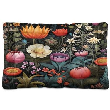 Imagem de SEHANY Cama para cães e gatos com flores silvestres coloridas com fundo antiderrapante, cama de canil, colchão macio para animais de estimação, lavável para cães pequenos, médios e grandes, gatos, 91