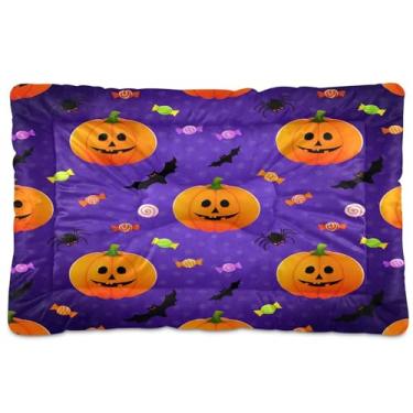 Imagem de SEHANY Cama de Halloween Pumpkins para cães e gatos com fundo antiderrapante, cama de canil, colchão macio para animais de estimação, lavável para cães pequenos, médios e grandes, gatos, 61 x 45 cm