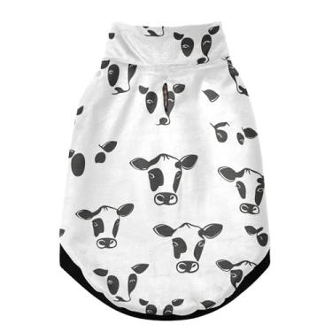 Imagem de SEHANY Casaco de cachorro preto e branco com estampa de vaca para cães pequenos, superquente à prova de vento, jaqueta de inverno macia e aconchegante para clima de neve fria com coleira para animais