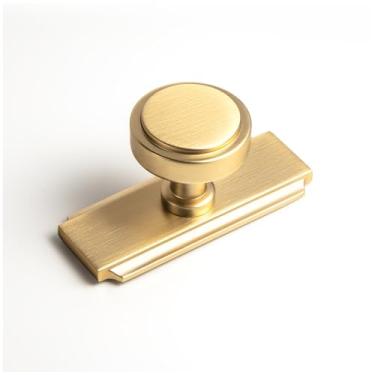 Imagem de Goo-Ki Pacote com 6 maçanetas de armário de bronze champanhe com placa traseira ferragens de cozinha de liga de zinco - Puxadores de gaveta de parafuso único/furo com espaçador