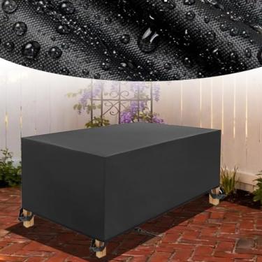 Imagem de AUWUUA Capa para mesa de jardim 173 x 123 x 75 cm / LxWxH capa para móveis de jardim resistente ao inverno, tecido Oxford 420D impermeável anti-UV lona de cobertura para mesas de jardim móveis de