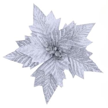 Imagem de Kit 12 Flores Artificiais Flores De Natal Para Arvore De Natal Decoracao Enfeite Luxo Aumente O Clima Festivo Adequado Para Salas De Estar Quartos Espaç Os Ao Ar Livre E Jardins(Prata)