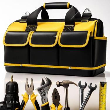 Imagem de Bolsa de Ferramentas Reforçada Resistente 8 Bolsos Alça Ombro Fundo Rí