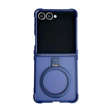Imagem de Capa transparente fosca com suporte magnético para Samsung Galaxy Z Flip 7 6 5 4 3 Zflip7 (para Galaxy Z Flip 6/Azul)
