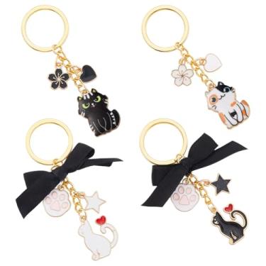 Imagem de SUNNYCLUE 1 caixa 4 estilos porta-chaves gato a granel gatinho liga esmaltada mini gato pata encantos arco floral estrela engraçado animais fofos chaveiros para mochila lembrancinhas de festa mulheres