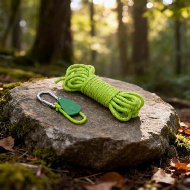 Imagem de Corda resistente ao ar livre com sistema de polia, Guyline reflexivo ajustável com ferragens de metal, corda de escalada para todos os climas para barracas de acampamento e equipamentos ao ar livre