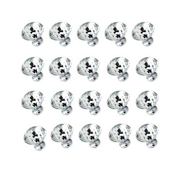 Imagem de FAFACAI Puxadores de armário 20 peças puxador de cristal puxador de vidro orifício único gaveta guarda-roupa porta móveis maçaneta (amarelo 25 mm) (branco 30 mm)