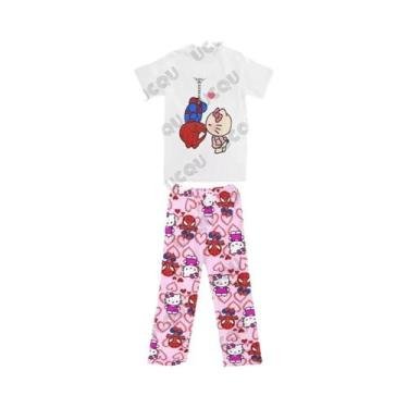 Imagem de Conjunto De Moletom Feminino Hello Kitty E Homem-Aranha Casual Para Ca