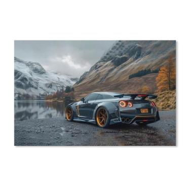 Imagem de HouLaiZhe Carro esportivo R35 Jdm carro alpino água pôsteres lona parede estética sala decoração de parede impressões galeria sala decoração de parede para quarto sala de estar escritório 11 x 17
