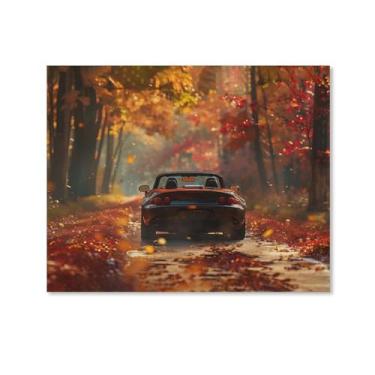Imagem de HouLaiZhe Jdm Mx5 Folhas caídas outono esportes carro posters lona parede estética sala decoração de parede impressões galeria sala decoração de parede para quarto sala de estar escritório 08 x 10