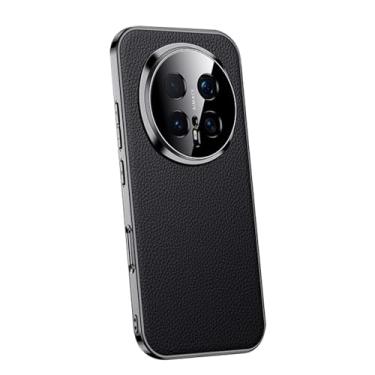 Imagem de LYJSMGZ Capa de couro genuíno para Huawei Honor Magic 8 Pro/Magic 8, cobertura total da lente à prova de choque, fina, respirável, galvanizada, borda macia, capa fosca, preta, Majic 8