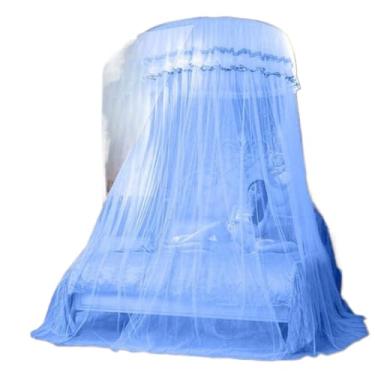 Imagem de Mosquiteiro de Teto Indiano Gigante para Cama Casal Queen King, 13,5m, Altura 3m, Aro 1m, Proteção Contra Mosquitos(Azul)