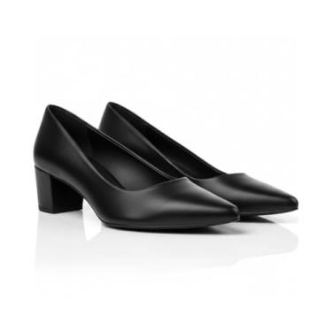 Imagem de Scarpin Feminino Tamanho 41-43, Elegante, Preto, Napa Soft Fosco, Bico Fino, Salto Baixo 5cm, Palmilha Conforto, Antiderrapante (Preto, BR, Adulto, Numérico, 42)