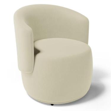 Imagem de Poltrona Decorativa Aisha Orgânica Suede Bege Claro - Abmaza