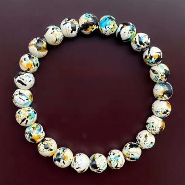 Imagem de Pulseiras elásticas femininas com contas artísticas para redução de estresse, joia perfeita para equilíbrio mental, One Size, Pedra, Sem Pedra Preciosa