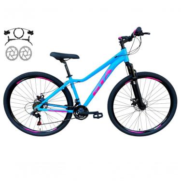 Imagem de Bicicleta Aro 29 Gta Start Freio Hidráulico 21v Alumínio Mountain Bike Garfo Suspensão Azul-rosa Tam: 15