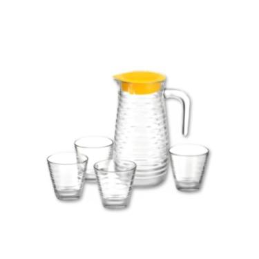 Imagem de Jarra de Vidro com Alça + 4 Copos Resistentes | Design Elegante, Fácil de Limpar e Perfeito para Sucos, Água e Refrescos no Dia a Dia ou Reuniões em Família