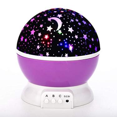 Imagem de Luz Noturna de Estrela Projetor Estrelas Lâmpada Mesa LED Giratória 360 Graus com Mudança Cores Cabo USB para Decoração