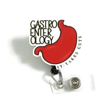 Imagem de Carretel de crachá de estômago GI Takes Guts, emblema de gastroenterologia, porta-crachá engraçado de enfermeira GI, carretel de crachá de enfermeira de endoscopia, emblema do sistema digestivo, clipe