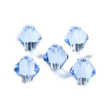 Imagem de 100 peças 6 mm bicone imitação de contas de vidro de cristal austríaco espaçador facetado cristal bicone K9 contas de vidro para pulseira joias fazer artesanato suprimentos DIY, azul centáurea claro
