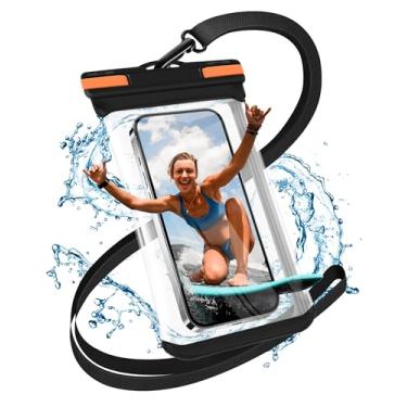 Imagem de Bolsa de telefone à prova d'água, IPX8, impermeável, bolsa seca para Google iPhone 15 14 13 Pro Max Samsung S23 S22 até 7 polegadas para parque aquático de passeios de barcos na praia, preta