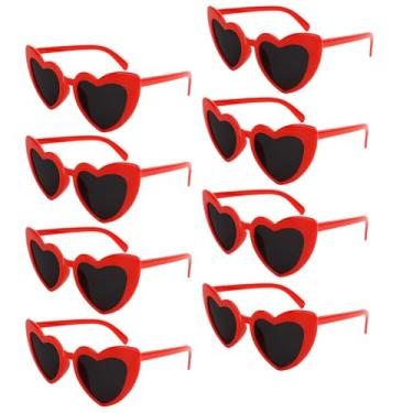 Imagem de Uintoon Óculos de sol de coração, 8 pares de óculos de sol de despedida de solteira em forma de coração, lembrancinhas de festa de noiva para mulheres e meninas, Vermelho, 13in*6in*1in