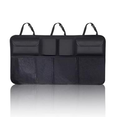 Imagem de Organizador de porta-malas de carro à prova d'água com vários bolsos, protetor de assento dobrável e rede de armazenamento para área de carga de veículos