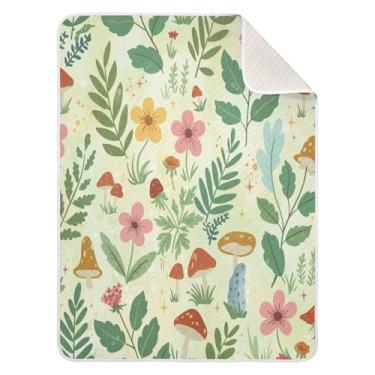 Imagem de Qilmy Botanical World Cobertor de bebê 76 x 101 cm, cobertor infantil de algodão macio para meninos e meninas, cobertor leve e quente para bebês de berço, carrinho de bebê, soneca, recém-nascido