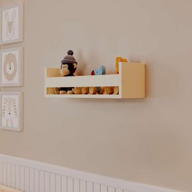 Imagem de Prateleira Porta Brinquedo Bege Claro 50 X 12cm Suporte Invisivel