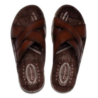 Imagem de Chinelo Slide Masculino Pegada Anilina Couro Marrom, Marrom, 40