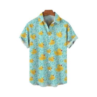 Imagem de Camisas Havaianas Masculinas Oversized De Manga Curta Confortáveis Par