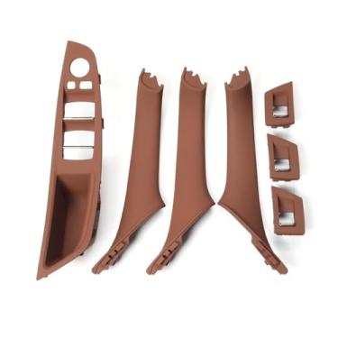 Imagem de Conjunto de puxadores de acabamento do painel do apoio de braço da porta dianteira interna, compatível com BMW Série 5 F10 F11 F18 520i 523i 525i 528i 535i(Red Brown)
