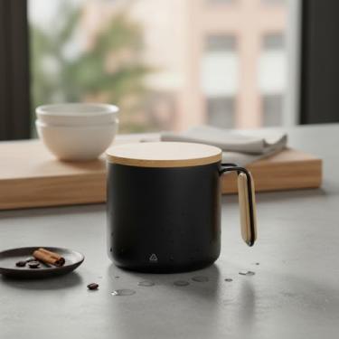 Imagem de Caneca Térmica Prata, Design Funcional, 340ML, Material Premium, Preto, Ideal para Uso Diário, Trabalho e Viagens