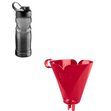 Imagem de Conjunto de 1 Suporte para Filtro de Café 103 Vermelho + 1 Garrafa de Hidratação Fitness 500ml Preta