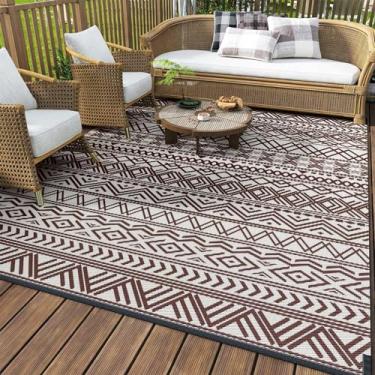 Imagem de HGTRH Tapete exterior terraço impermeável grande, tapetes de jardim exteriores, sustentáveis tecido tecido de veludo de vidro tapetes de ar com sola antiderrapante