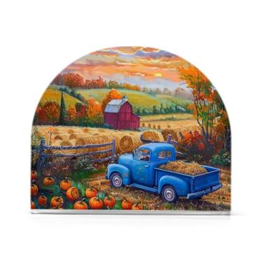 Imagem de Porta-guardanapos de fazenda de colheita de outono, porta-guardanapos acrílico para mesas, suporte de guardanapo de pé para jantar cozinha restaurante decoração de casa acessórios de bar