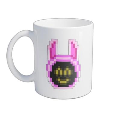 Imagem de Caneca Xícara de Café Porcelana 300ml Design Capuz de Coelho Pixel Art