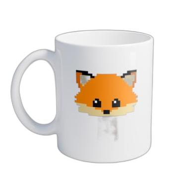 Imagem de Caneca Xícara de Café Porcelana 300ml Desenho Cachorro Laranja Estilo Pixel