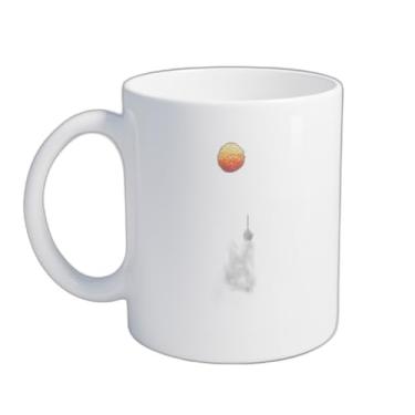 Imagem de Caneca Xícara de Café Porcelana 300ml Desenho Castelo e Pôr do Sol