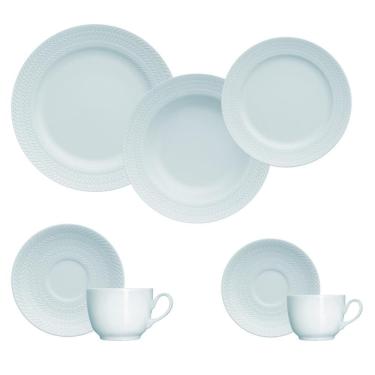 Imagem de Jogo Jantar Chá Café 42 Peças Azul Chevron Germer Porcelanas