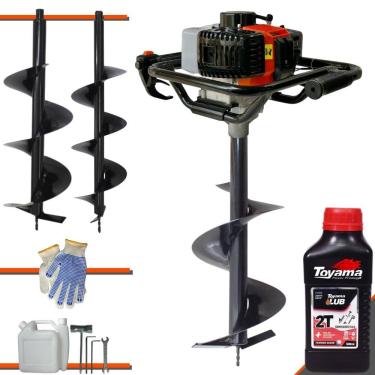 Imagem de Polaca Cavadeira À Gasolina Vant VPS52 Motor 2T 52cc 2HP 6.500rpm Perfurador de Solo Com 3 Brocas 80x20cm 80x25cm 80x30cm + ÓLEO TOYAMA 2T