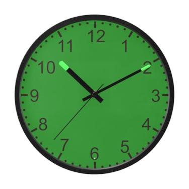 Imagem de ODAWA Relógio de parede de 30 cm verde floresta fácil de usar relógio operado por bateria