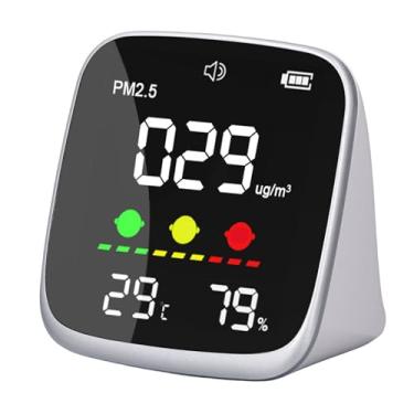 Imagem de YWBL-WH Testador de Qualidade do Ar Detector PM2.5 Com Medidor de Umidade Termômetro, Monitor Multifuncional Portátil para Interior Externo, Escritório, Viagem Em Casa, Material ABS