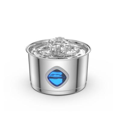 Imagem de Dispenser de Água para PETs Aço Inoxidável 304 Ração Automática Gato e Cachorro Circulação Viva Fontaine Duas Flores Mul